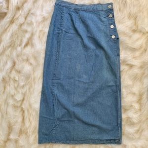 Vintage California Influence Denim Wrap Long Skirt
